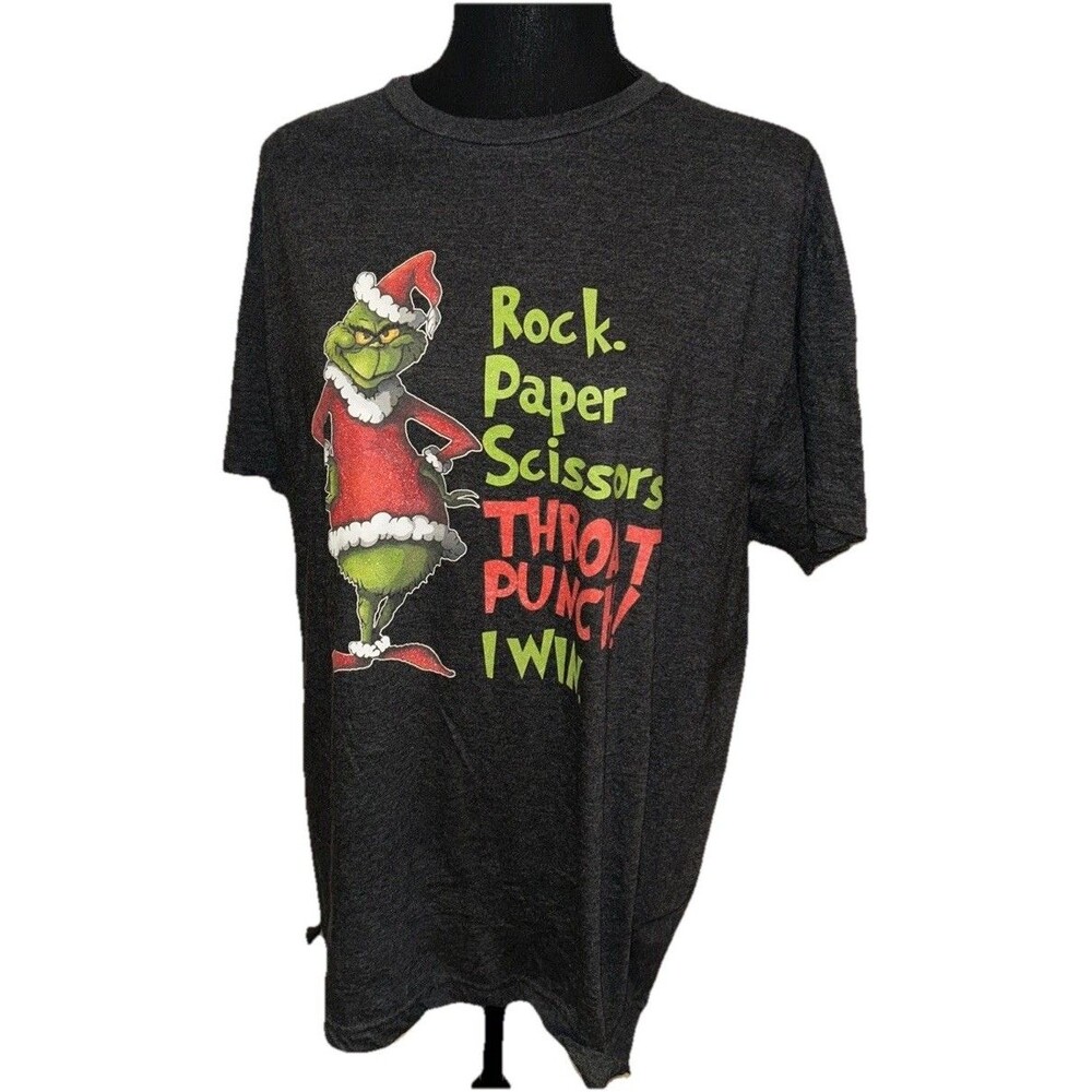 The Grinch “Rock Paper Scissors Throat Punch! I Win” Short Sleeve Large T-Shirt
